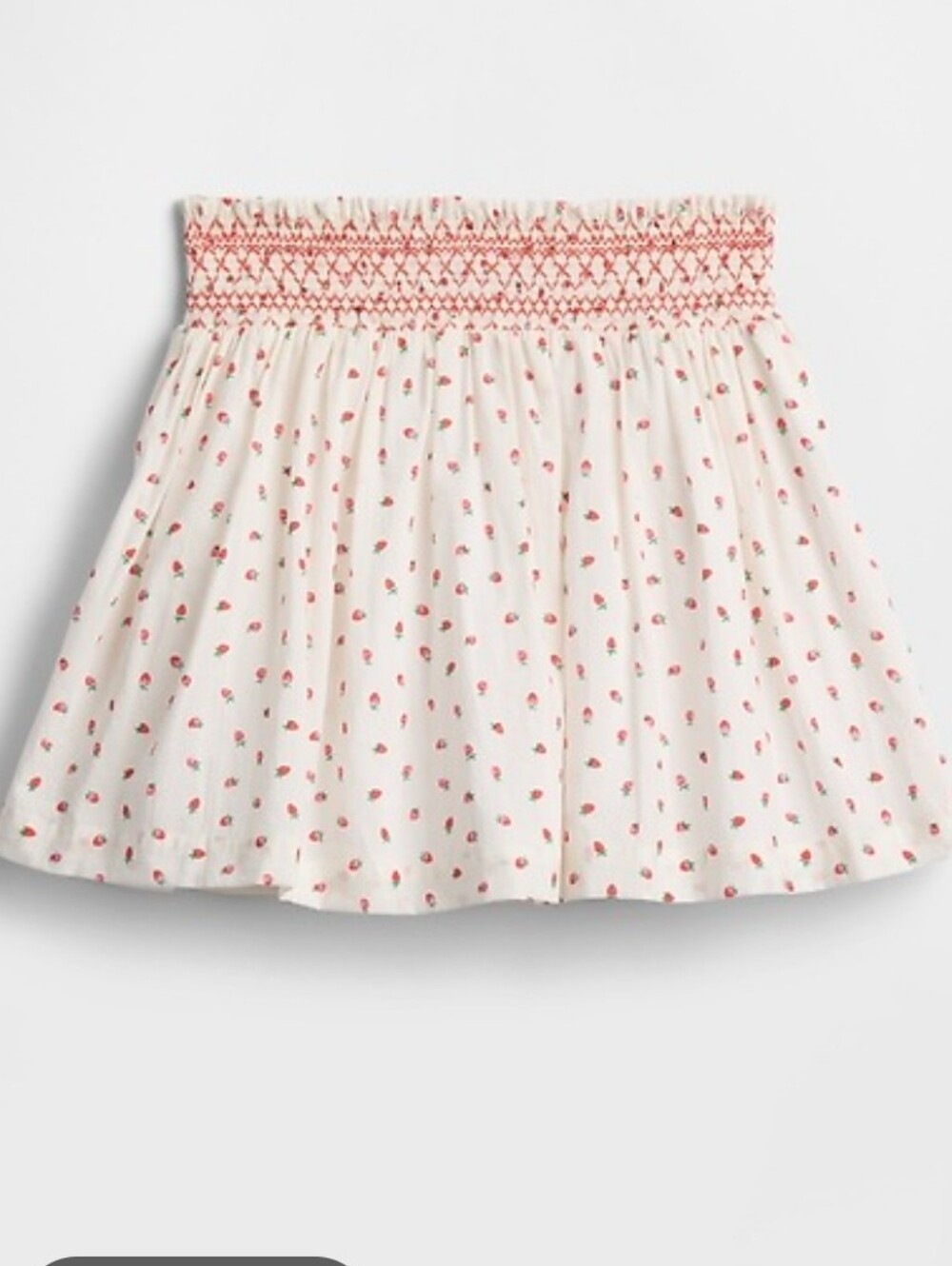 GAP Girls Relaxed Smocked Skirt - Cream with Strawberry Print **See Notes